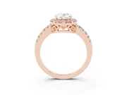 Oval Cut Diamond Pavé Band Halo Engagement Ring Set in Rose gold with Prong Setting
