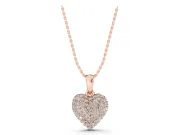 Round Lab-Grown Diamond Pavé Heart Pendant Necklace | Fully Set Face | Rose Gold