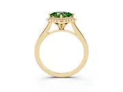 Princess Cut Halo Engagement Ring Setting for a Fancy Green Lab-Grown Diamond | Plain Polished Band | Yellow Gold