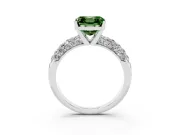 Asscher Cut Multi Row Pave Engagement Ring Setting for a Fancy Green Lab-Grown Diamond | White Gold