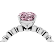 Oval Beaded Solitaire Engagement Ring Setting for a Fancy Pink Lab-Grown Diamond | White Gold