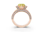 Heart-Shaped Vintage Pave Engagement Ring Setting for a Fancy Yellow Lab-Grown Diamond | Milgrain Edges | Rose Gold