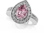 Pear-Shaped Halo Engagement Ring Setting for a Fancy Pink Lab-Grown Diamond | White Gold