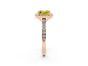 Fancy Yellow Asscher Cut Diamond Milgrain Floral Halo Engagement Ring Set in Rose gold with Pavé Band