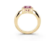 Asscher Cut Halo Engagement Ring Setting for a Fancy Pink Lab-Grown Diamond | Plain Tapered Band | Yellow Gold