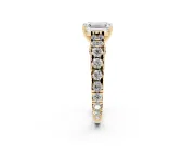 Emerald Cut Graduated Side Stone Cathedral Engagement Ring Setting | Milgrain Gallery | Yellow Gold