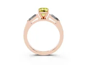 Emerald Cut Three Stone Engagement Ring Setting for a Fancy Yellow Lab-Grown Diamond | Tapered Baguettes | Rose Gold