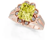 Radiant Cut Floral Halo Engagement Ring Setting for a Fancy Yellow Lab-Grown Diamond | Pavé Split Shank | Rose Gold