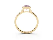 Fancy Pink Bezel Set Pear Cut Diamond Solitaire Ring Set in Yellow gold with Tapered Band