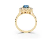 Radiant Cut Halo Split Shank Engagement Ring Setting for a Fancy Blue Lab-Grown Diamond | Pavé Strands | Yellow Gold