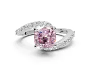 Cushion Cut Bypass Pavé Engagement Ring Setting for a Fancy Pink Lab-Grown Diamond | Platinum