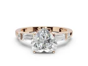 Heart-Shaped Tapered Baguette Engagement Ring Setting | Bar Set Sides | Rose Gold