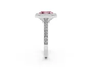 Asscher Cut Vintage Milgrain Halo Engagement Ring Setting for a Fancy Pink Lab-Grown Diamond | Bezel Head | Platinum