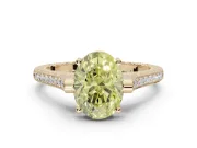 Oval Vintage Cathedral Engagement Ring Setting for a Fancy Yellow Lab-Grown Diamond | Carved Band | Yellow Gold