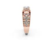 Cushion Cut Vintage Milgrain Pave Engagement Ring Setting | Crescent Side Rows | Rose Gold