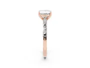 Princess Cut Diamond Solitaire Set in Rose gold with Side Baguettes and Channel Set Band