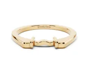 Notched Contour Wedding Band | Squared Collars and Wavy Bridge | Yellow Gold