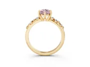 Fancy Pink Marquise Cut Diamond Solitaire Vine Band Ring Set in Yellow gold with Round Accents and Prong Setting