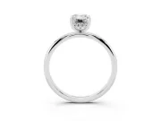 Emerald Cut Diamond Solitaire Engagement Ring Set in Silver with Prong Setting and Polished Band