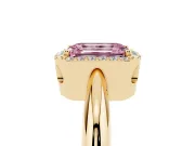 Emerald Cut Halo Engagement Ring Setting for a Fancy Pink Lab-Grown Diamond | Plain Tapered Band | Yellow Gold