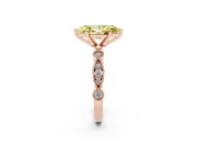 Fancy Yellow Marquise Cut Diamond Solitaire Engagement Ring Set in Rose gold with Milgrain Bezel Accent Band