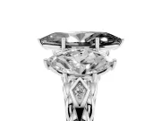 Fancy Black Marquise Cut Diamond Three-Stone Ring Set in Platinum with Braided Band