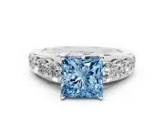 Princess Cut Engagement Ring Setting for a Fancy Blue Lab-Grown Diamond | White Gold - Design NV-24645