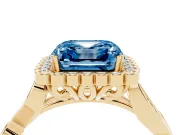 Asscher Cut Leaf Halo Engagement Ring Setting for a Fancy Blue Lab-Grown Diamond | Yellow Gold