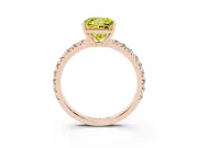 Princess Cut Pave Engagement Ring Setting for a Fancy Yellow Lab-Grown Diamond | Shared Prong Band | Rose Gold