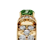 Cushion Cut Vintage Pave Engagement Ring Setting for a Fancy Green Lab-Grown Diamond | Milgrain Edges | Yellow Gold