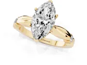 Marquise Floral Solitaire Engagement Ring Setting | Sculpted Leaf Shoulders | Yellow Gold