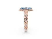 Marquise Leaf Halo Engagement Ring Setting for a Fancy Blue Lab-Grown Diamond | Rose Gold