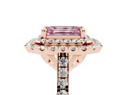 Emerald Cut Double Halo Engagement Ring Setting for a Fancy Pink Lab-Grown Diamond | Pave Shoulders | Rose Gold