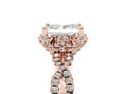 Princess Cut Milgrain Halo Engagement Ring Setting | Graduated Shoulders | Rose Gold