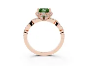 Princess Cut Milgrain Halo Engagement Ring Setting for a Fancy Green Lab-Grown Diamond | Graduated Shoulders | Rose Gold