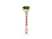 Fancy Green Heart Cut Diamond Solitaire Engagement Ring Set in Rose gold with Bezel Accents on Beaded Band
