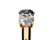 Cushion Cut Three Stone Engagement Ring Setting for a Black Center | Basket Prong Heads | Yellow Gold