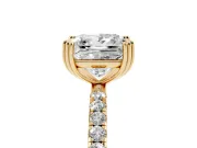 Princess Cut Pave Solitaire Engagement Ring Setting | Double Claw Prongs | Yellow Gold