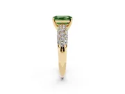 Emerald Cut Multi Row Pave Engagement Ring Setting for a Fancy Green Lab-Grown Diamond | Yellow Gold