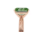 Emerald Cut Engraved Engagement Ring Setting for a Fancy Green Lab-Grown Diamond | Rose Gold