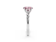 Fancy Pink Oval Cut Diamond Solitaire Vine Band Ring Set in White gold with Round Accents and Prong Setting