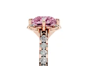 Cushion Cut Floral Petal Engagement Ring Setting for a Fancy Pink Lab-Grown Diamond | Petal Accents | Rose Gold