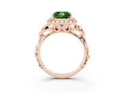 Princess Cut Filigree Halo Engagement Ring Setting for a Fancy Green Lab-Grown Diamond | Rose Gold