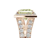 Princess Cut Halo Pavé Engagement Ring Setting for a Fancy Yellow Lab-Grown Diamond | Narrow Split Shank | Rose Gold