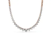 Round Lab-Grown Diamond Graduated Tennis Necklace | Polished Bead Back | Rose Gold