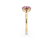 Fancy Pink Round Cut Diamond Solitaire Cathedral Ring Set in Yellow gold with Prong Setting