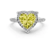 Heart-Shaped Petal Tip Halo Engagement Ring Setting for a Fancy Yellow Lab-Grown Diamond | Pavé Band | Sterling Silver