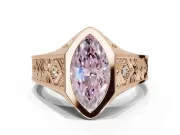 Marquise Vintage Bezel Engagement Ring Setting for a Fancy Pink Lab-Grown Diamond | Engraved Band | Rose Gold