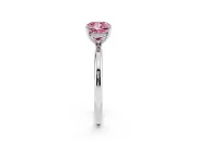 Fancy Pink Cushion Cut Diamond Solitaire Ring Set in White gold with Thin Band and Prong Setting