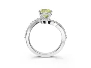 Cushion Cut Bypass Pavé Engagement Ring Setting for a Fancy Yellow Lab-Grown Diamond | White Gold